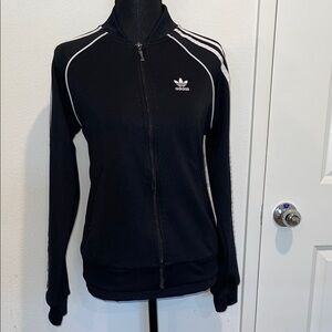 Adidas Black and White Zip-Up Jacket
